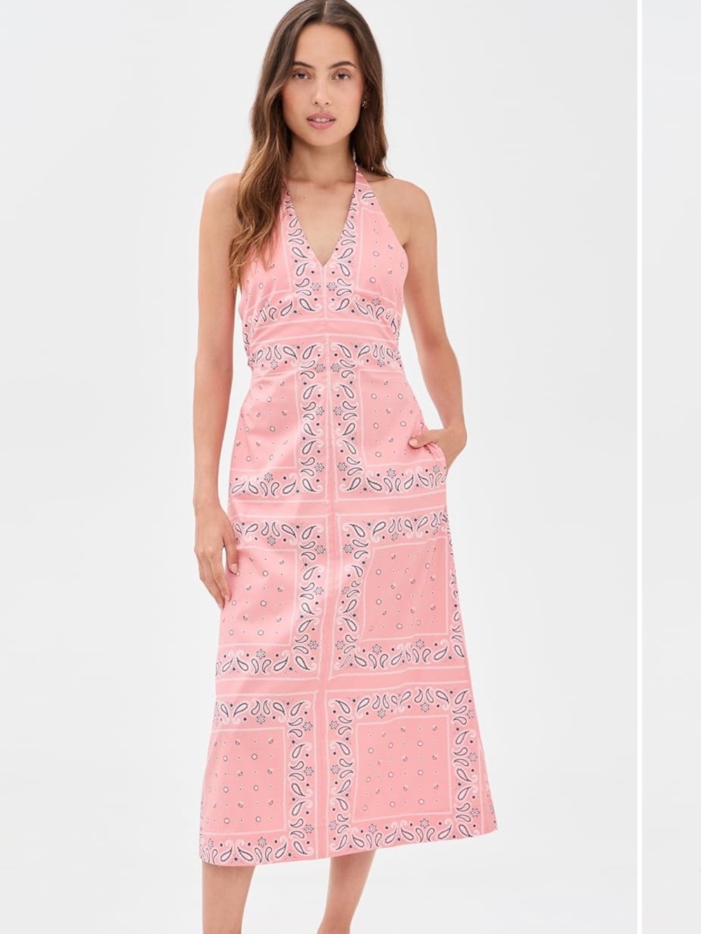 NWOT Madewell x Shopbop Pink Smocked Halter Bandana Dress